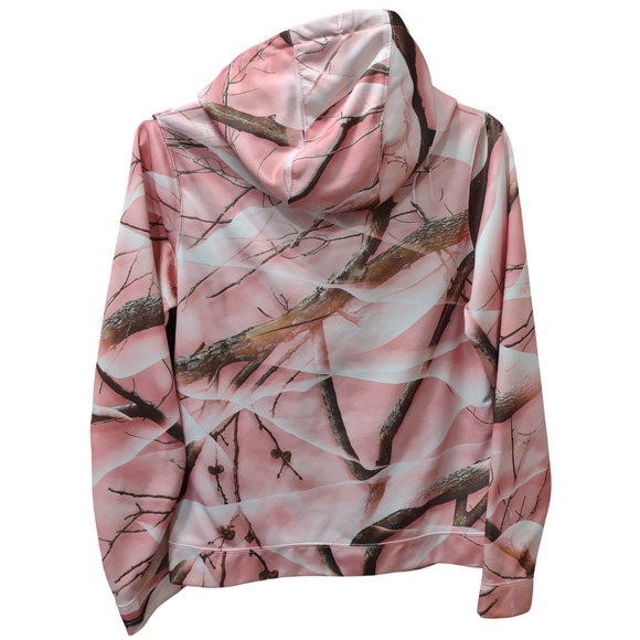 Huntworth Hoodie Womens Large Pink Camouflage 1/4 Zip Pullover Activewear - Picture 2 of 5